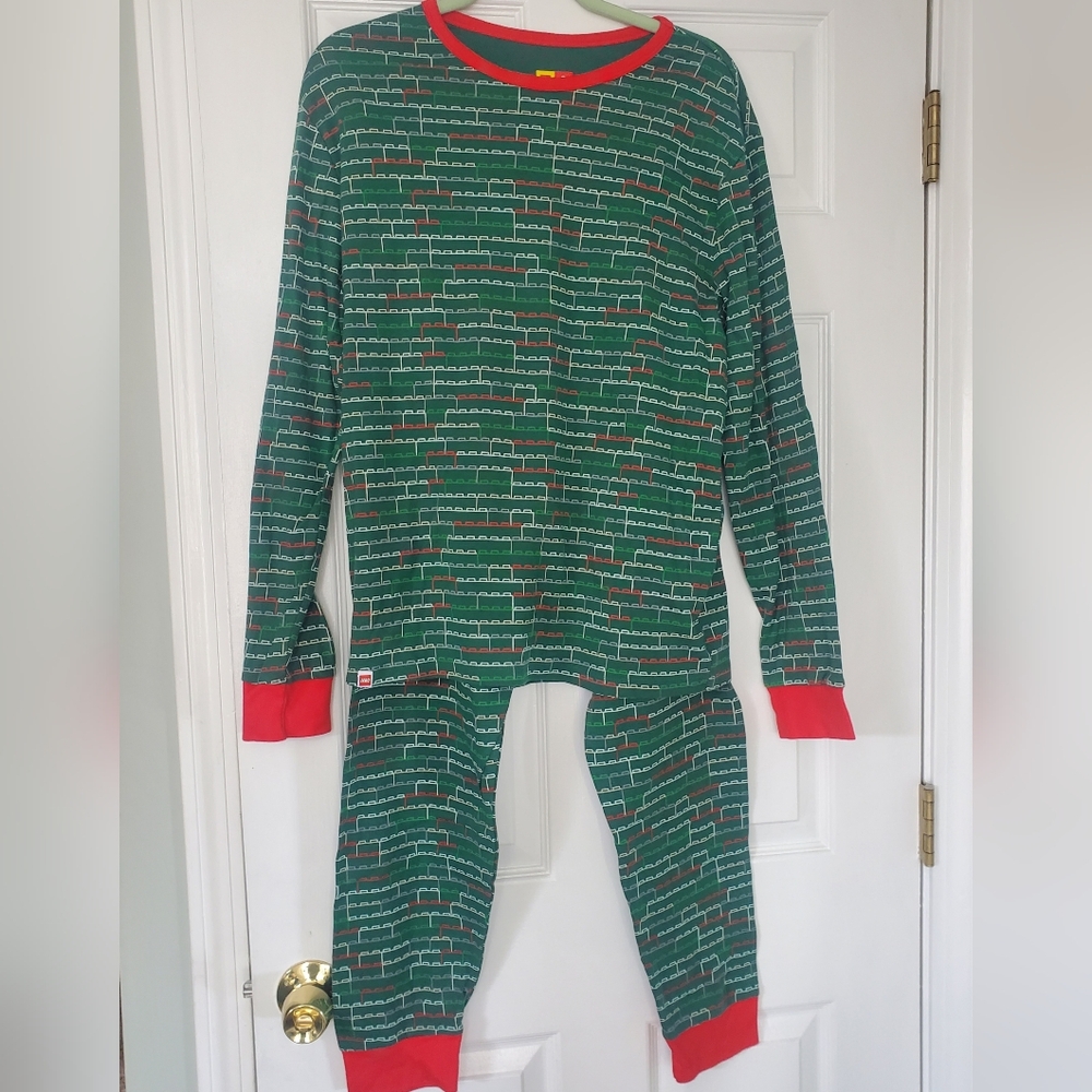 LEGO PAJAMAS Green and Red Brick Pattern Size Medium Unisex Cotton